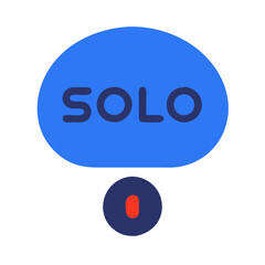 Blue speech bubble with the word 'SOLO' inside