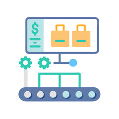 Automated E-Commerce Orders: Conveyor Belt Processing Icon Design