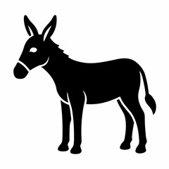 donkey animals silhouette vector icon on white background