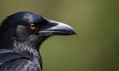 A detailed image of a black bird with bright orange eyes, perfect for use in illustrations or as a symbol