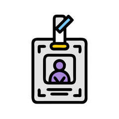 Colorful identification badge icon on black background illustration