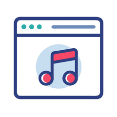 Music note inside web browser illustration in flat design