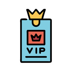 Stylized VIP Pass with Crown Icon on Black Background