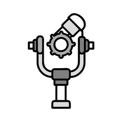 Minimalist gray robot construction on solid black background design