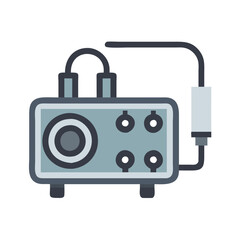 Icon of machine with knob and cables on black