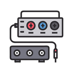 Dual Channel Audio Interface with Cables on Black Background