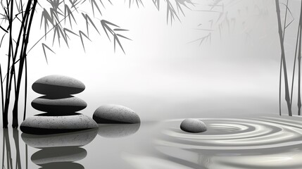 Obraz premium Japanese Zen Garden Backgrounds: Immerse in Tranquility with Authentic, Serene Aesthetics. High-Resolution, Print-Ready Images Perfect for Meditation Spaces, Wellness Branding, and Digital Design 