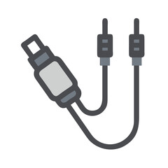 Audio RCA Cable Icon Illustration on a Black Background