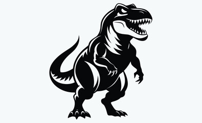 Tyrannosaurus silhouette, dinosaur vector icon, black t rex shape, prehistoric animal design