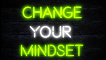 Fototapeta premium change your mindset neon effect motivational business sign