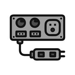 Electrical panel and power strip, simple vector illustration