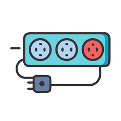 Power strip with grounded outlets and surge protector