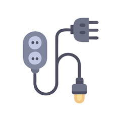 Outlet, Plug, and Lightbulb on Black Background Graphic