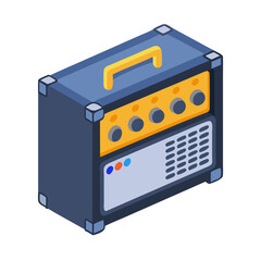 Isometric Guitar Amplifier Illustration for Music Related Projects