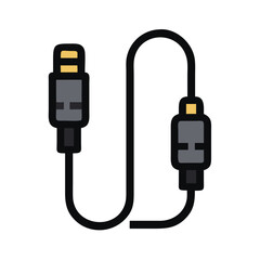 Coaxial Cable Illustration for Data Transmission on Black