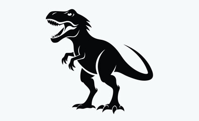 Tyrannosaurus silhouette, dinosaur vector icon, black t rex shape, prehistoric animal design
