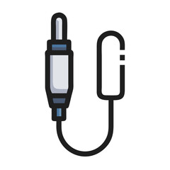 Audio Jack Icon, Cable, Connector, White and Blue