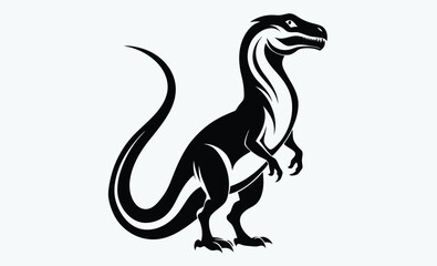 Tyrannosaurus silhouette, dinosaur vector icon, black t rex shape, prehistoric animal design