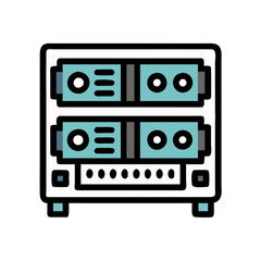 Cartoon style data server rack computer illustration