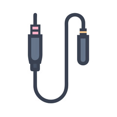 Audio adapter cable illustration on black background isolated