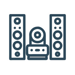 Fototapeta premium Sound system icon - audio, speakers, equipment, vector