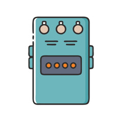 Turquoise Guitar Effect Pedal Isolated on Black Background