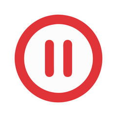 Red and White Pause Icon on Black Background