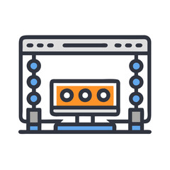 Stage with Speakers and Lighting Icon Illustration