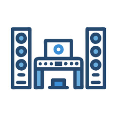Retro audio system with large speakers, vector illustration