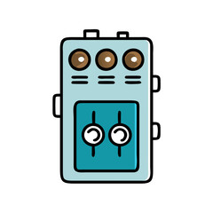 Cute cartoon guitar effects pedal isolated on black