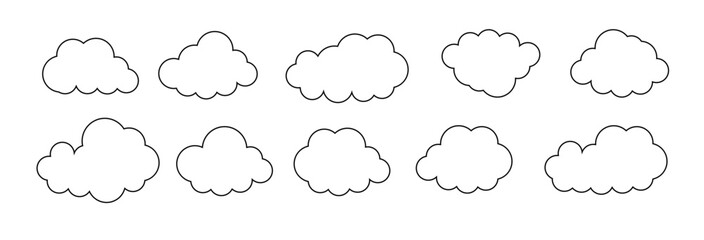 Clouds line art icon. Databases networking software image cloud and synoptics concept. Vector