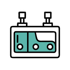 Teal Simple Illustration of a Machine Part on Black