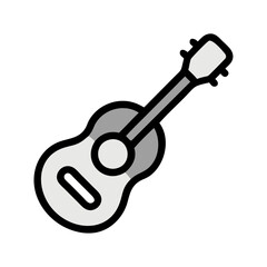 Guitar Icon, Acoustic Music Instrument Symbol on Black