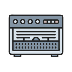 Amplifier vector icon, electronic music equipment on black