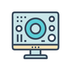 Vector Illustration: Modern Audio Mixing Console Icon on Screen