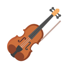 Fototapeta premium Isolated Cartoon Violin and Bow on a Black Background