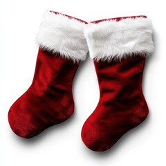 Pair of festive red Christmas stockings