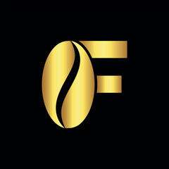 Initial Coffee Logo combine with letter F vector template