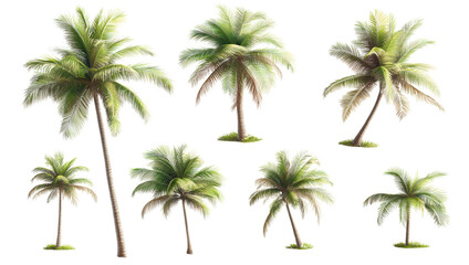 Tropical Palm Variety: A collection of tropical palm trees, each with its own unique shape and size, standing tall in the warm sunlight, an illustration of tropical essence.