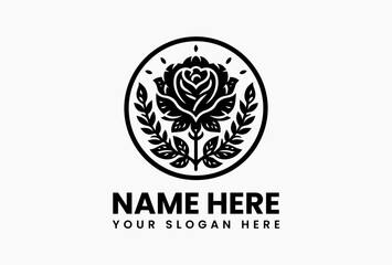 Vector black silhouettes of rose flowers isolated on white background, elegant floral design for decorative and romantic themes