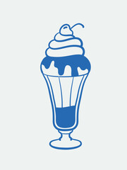 Hand-drawn ice cream Illustration. Line art, ink, minimalist style. Vector illustration. Summer collection.