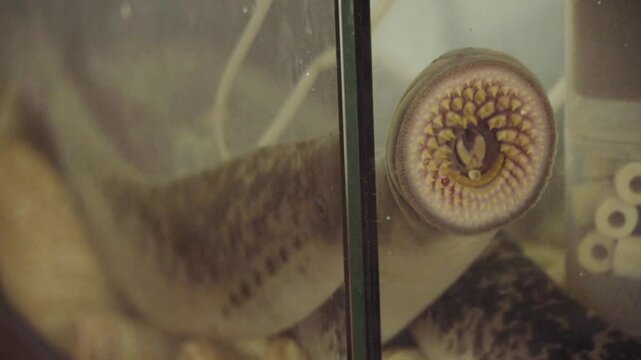 Lamprey Mouth Attached to Aquarium Glass &ndash; D-Log Profile - 1553
