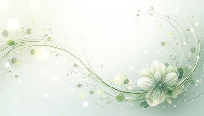 Illustration featuring elegant floral design on white background. Delicate green, white elements create refined, charming scene. Floral composition perfect for website backgrounds, print, wedding