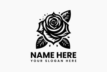 Minimalist vector black rose flower silhouettes isolated on white background for elegant botanical decor and design projects 