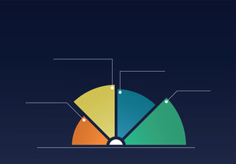Business infographic with four segmented areas and callouts for corporate presentation and data visualization
