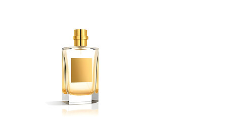 Isolated Luxury Glass Perfume Bottle with Gold Cap on White Background – High-Quality Minimal Product Mockup for Branding and Design Use