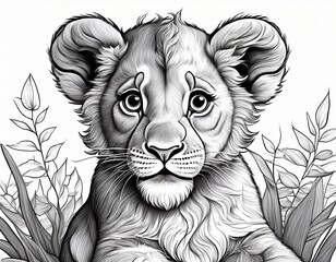 Obraz premium Ausmalbild Löwenbaby