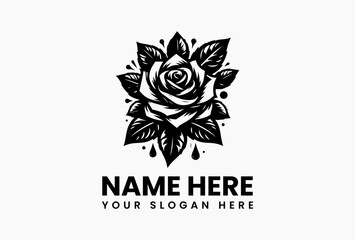 Romantic rose flower silhouettes in vector black and white style, isolated floral design for timeless beauty and artistic inspiration