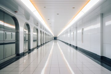 Fototapeta premium photo of a empty long passageway in modern building