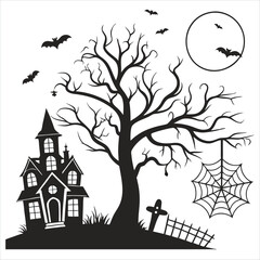 halloween background with haunted house